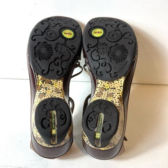 Jambu Sport Wedge Design Leather Cushioned Open Toe Heel Sandals Women 10M Brown - Picture 12 of 12